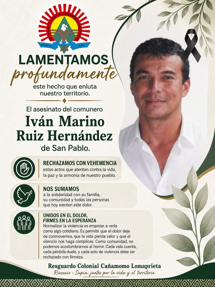 Poster denouncing death of Ivan Marino Ruíz Hernández